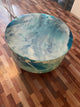 TUZECH Natural Multi Resin Grey Epoxy with Blue Ocean Feel Look Table Coastal Table Top Dining Table Coffee Table Side/End Table Home Décor. Size 31.5 by 31.5 Inches with Legs 12" Inches
