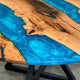 Custom Made Resin Round Table Top, Blue Ocean Multi River Look, Coffee Table, Resin Table, Luxury Table, Walnut Table, Wooden Resin Table