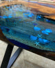 Exotic Jade Blue Epoxy Resin Sandy Beach Look Dining Table Living Room Table Coffee Table Console Table Patio Table Conference Table Bar Counter Table