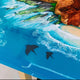 Epoxy Resin Artistic Handmade Ocean Island Beach Art Solid Wooden customize Coffee/Dining Tables for Living/Dining Rooms