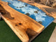 Customized Ocean Theme epoxy Resin Solid Wood Opaque Table, Dining Table, Living Room Table, Wooden Epoxy Coffee Table, Side Table