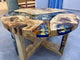 Beautiful Indoor Round Wooden Mountain Coffee Table Epoxy Dining Table Living Room Table Shells and Stars Table for 2, 4, 6, 8 Side/End Table Home Decor Table