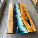 Epoxy Resin Artistic Handmade Ocean Island Beach Art Solid Wood Coffee/Dining Tables for Living/Dining Rooms