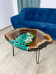 Customized Aquarium Look with Skate Fish & Tortoise Sea Green Epoxy Resin Round Coffee Table Patio Table Console Table Side Table Centre Table Living Room Table