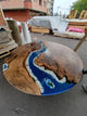 TUZECH Sea Scape Aquarium Look Epoxy Resin Round Coffee Table with Star, Shell & Rock Dining Room Table Living Table Bar Counter Table Patio Table Side/End Table Home Decor