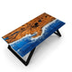 Unique Deep Blue Star and Shell Sea Look Coastal Table Top Dining Table Living Room Stones Table for 2, 4, 6, 8 Coffee Table Side/End Table Patio Table Walnut Table