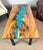 Customized Large Epoxy Table, Blue River with Stone Look, Resin Dining Table for 2, 4, 6, 8, Epoxy Coffee Table, Living Room Table, Home décor