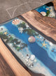TUZECH Mesmerizing Blue Ocean Epoxy Resin Table Coffee Table with Seashell and Starfish Conference Table Kitchen Table End/Side Table Patio Table Console Table Home Décor