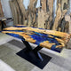 TUZECH Large Indoor Resin Dining Table Blue River Feel Epoxy Coffee Table Living Room Table Live Edge Table Top Home Décor Bar Counter Patio Table Bar Counter