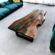 Large Indoor Realistic Wooden Green Multi River Table Epoxy Resin Dining Table Coffee Table End Table Walnut Table Living Room Table Bar Counter Home Décor Side Table