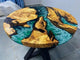 Personalized Round Olive Blue & Emerald Green Ocean Epoxy Resin Dining Table Coffee Table Sea Table Living Room Table Home Decor Bar Counter Side Table End Table