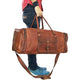 Overnight Weekend Vintage Handmade Brown Leather Travel Gym Sports Duffel Bag (28")-Tuzech store