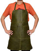 Tuzech Durable Leather Apron/Utility/Tool Pockets/Adjustable/Chef/Butcher/Metalworker/Carpenter/Blacksmith/Heavy Duty, Handmade (30x26 Inches) - Green Color (Double Pocket)-Tuzech store
