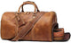 TUZECH Leather Vintage Travel Luggage Bag Duffle Retro Carry on Handbag Gym Sports Bag Airplane Luggage Carry-With Shoe Compartment (22 Inches) (Tan Brown)-Tuzech store