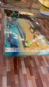 Unique Multi Colour Epoxy with Tree Look Epoxy Dining Table Coffee Table End Table Bar Counter Top Living Room Table Wall Art Wooden Table. Size 49 by 28 Inches, Without Legs