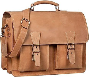 Tuzech Retro Buffalo Messenger Hunter Leather Laptop Bag Office Briefcase College Bag Leather Bag for Men and Women (16 Inches)
