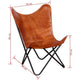 Living Room Chairs - Butterfly Chair Brown Leather Butterfly Chairs - Handmade with Powder Coated Folding Iron Frame-Tuzech store