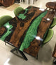 Customized Large Epoxy Table, Clear Resin Dining Table for 2, 4, 6, 8 Green River Table, Epoxy Coffee Table, Living Room Table, Home déco