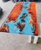 TUZECH Natural Wood Resin Epoxy Unique Blue Ocean Flow Look Table Coastal Table Top Dining Table Coffee Table Side/End Table Home Décor