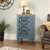 TUZECH Accent Storage Cabinet with Single Door, Distressed Decorative Nightstand End Side Table with Wooden Frame and Hollow-Carved Floral Pattern for Entryway Living Room Bedroom