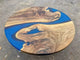 Customized Resin Epoxy Round Bar Tops, Solid Wood Table, Resin countertop, Epoxy River Top, Kitchen Top, Home décor, Chemical Blue Black-Tuzech store