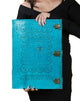 Tuzech Handmade Unique and Antique Notebook Diary for Men Women Nice Tree Embossed Design in Turquoise Color Brass Lock for Nice Closer Unlined Paper 18x13 Inches-Tuzech store