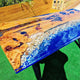 TUZECH Large Indoor Epoxy Dining Table Resin Coffee Table Living Room for 2, 4, 6, 8 Blue River Stone Table Epoxy Table Top Resin Epoxy Table Home Décor Bar Counter