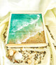 TUZECH Customizable Epoxy Wood Sliding Jewellery Treasure Box Chest Seaside Beach Ocean Handmade Home Décor memory box Custom gift box Trinket Box-Tuzech store